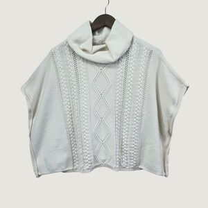 Gap Kids Poncho Sweater XXL Ivory Cable Knit Cowl Neck Coquette Preppy Cozy